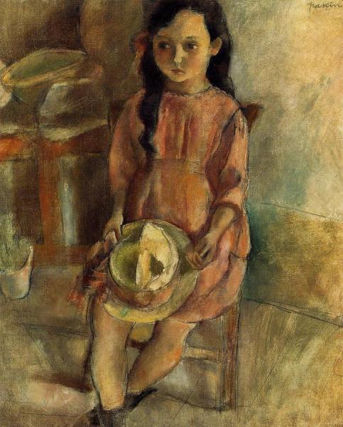 Little Girl With A Hat by Jules Pascin