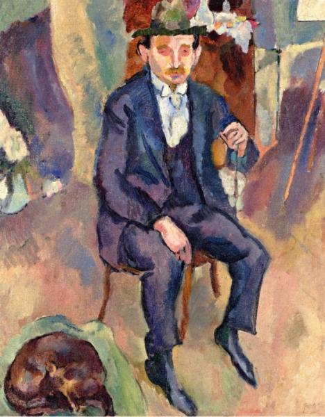 Man With Dog by Jules Pascin
