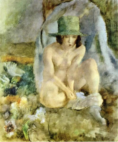 Nude With A Green Hat by Jules Pascin Oil Painting Reproductions