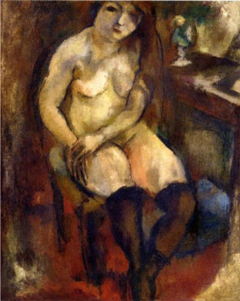 Nude With Black Stockings by Jules Pascin