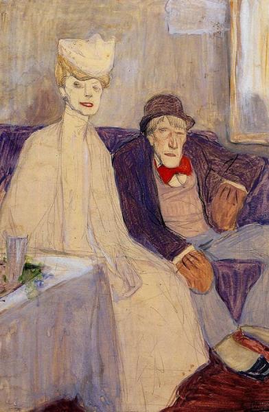 Odd Couple In A Waiting Room by Jules Pascin