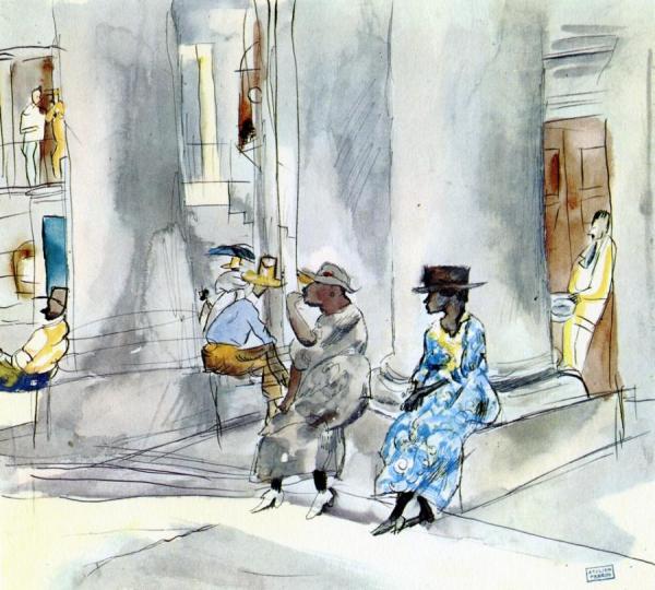Outside The Church by Jules Pascin