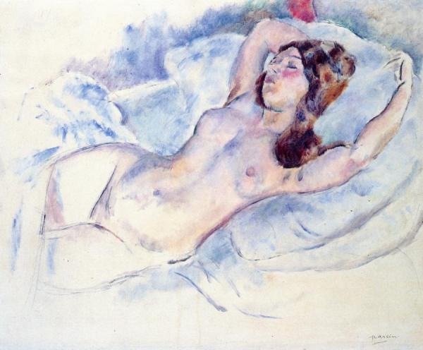 Reclining Nude Woman by Jules Pascin