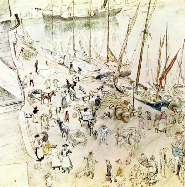 Seaport by Jules Pascin