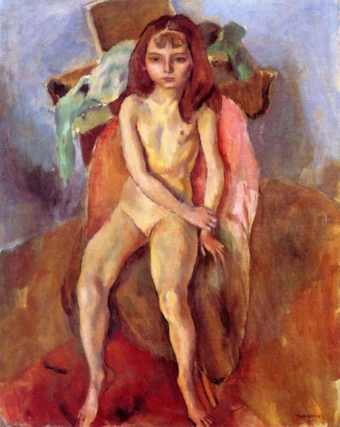 Seated Little Girl by Jules Pascin