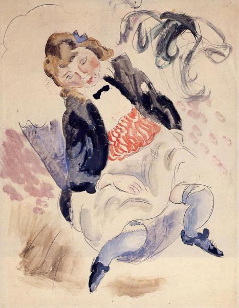 Seated Young Girl by Jules Pascin