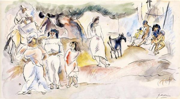 Southern Figures And Goat by Jules Pascin