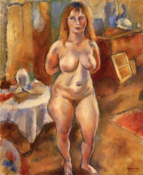 Standing Nude In The Studio by Jules Pascin