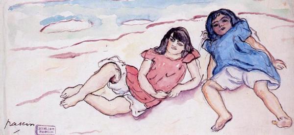 Two Small Girls by Jules Pascin
