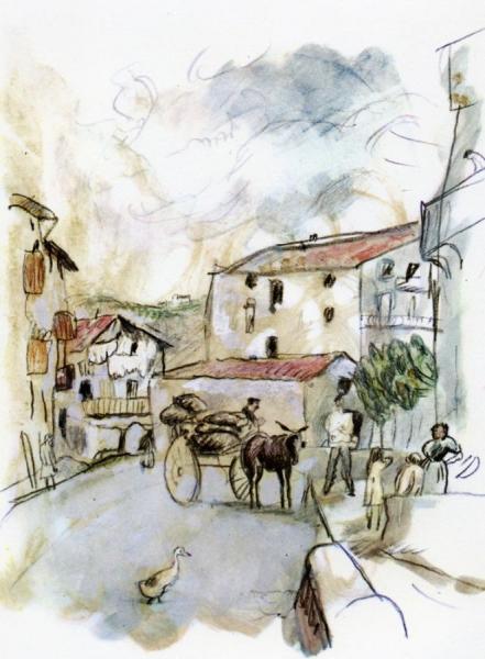 Village Scene by Jules Pascin