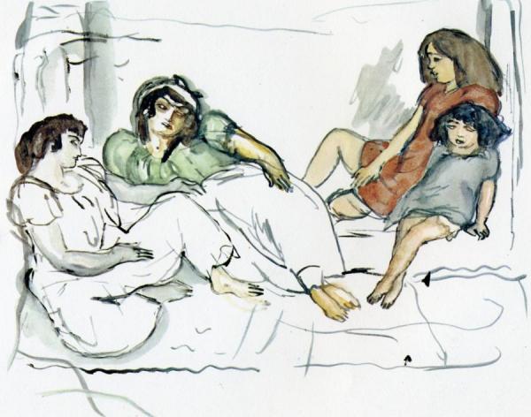 Woman And Children In The Orient by Jules Pascin