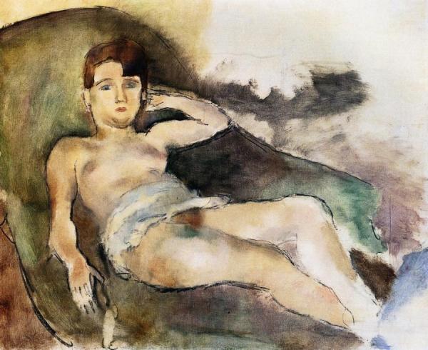 Woman On A Sofa by Jules Pascin