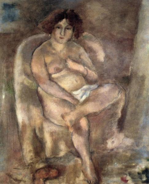 Woman Seated In An Armchair by Jules Pascin