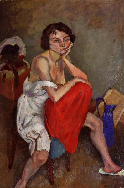 Woman Wearing White Pantaloons by Jules Pascin