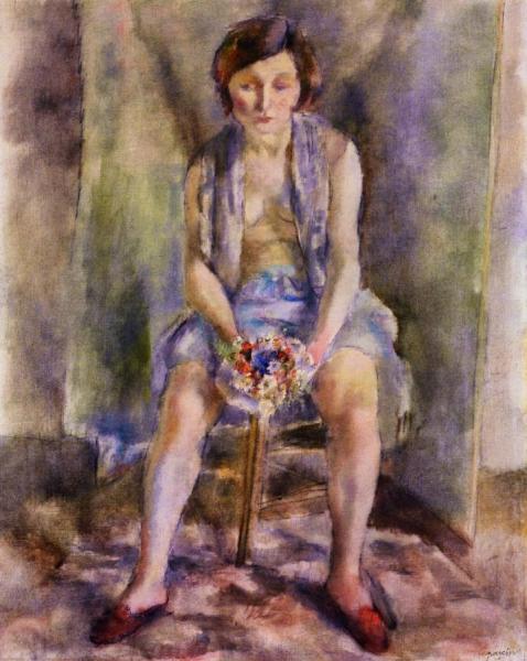 Woman With A Bouquet by Jules Pascin