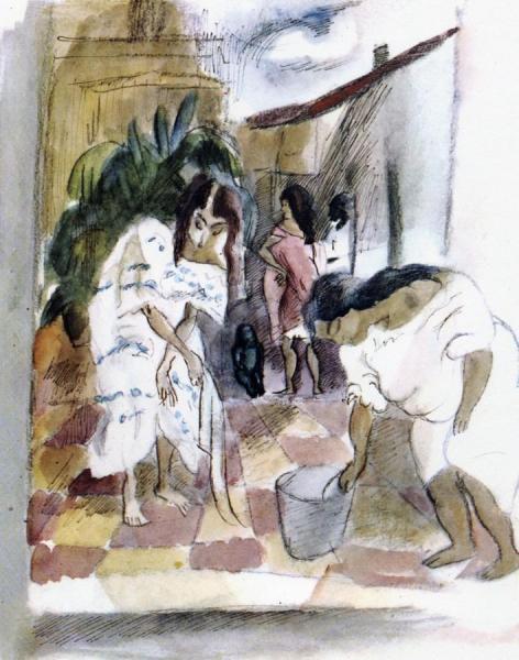Women Washing The Floor by Jules Pascin