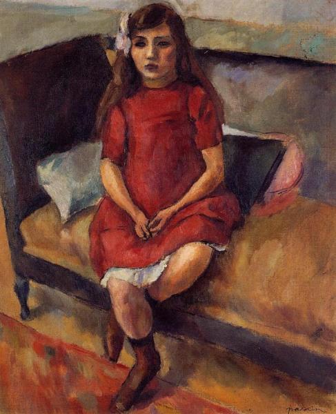 Young Girl In Red by Jules Pascin