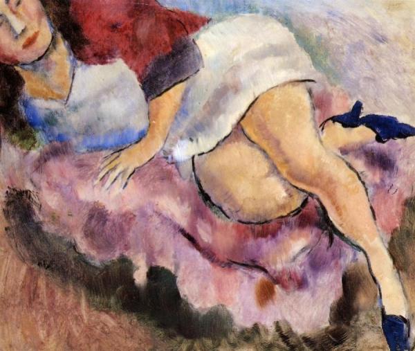Young Girl Reclining by Jules Pascin