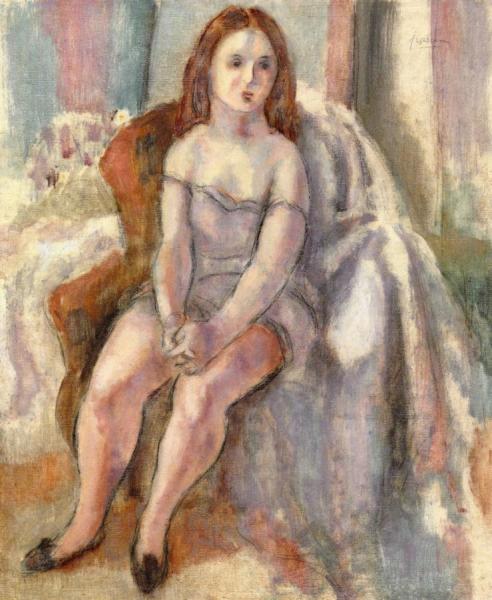 Young Woman In A White Chemise by Jules Pascin