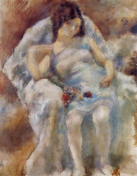 Zinah With Flowers by Jules Pascin