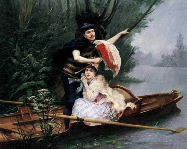 Summer Shower by Jules Scalbert Oil Painting Reproductions