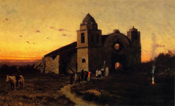 Carmel Mission On San Carlos Day by Jules Tavernier