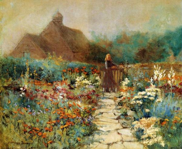 Woman By A Garden by Julia Henshaw Dewey