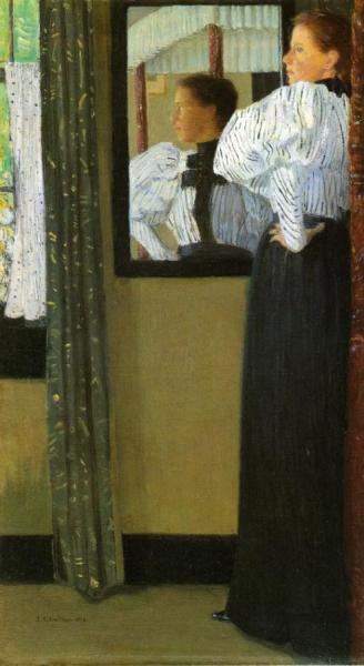 Face Reflected In A Mirror by Julian Alden Weir