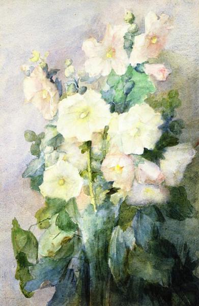 Hollyhocks by Julian Alden Weir