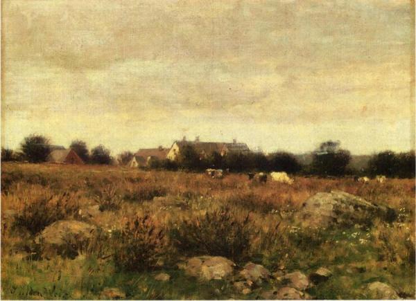 Houses In Pasture by Julian Alden Weir