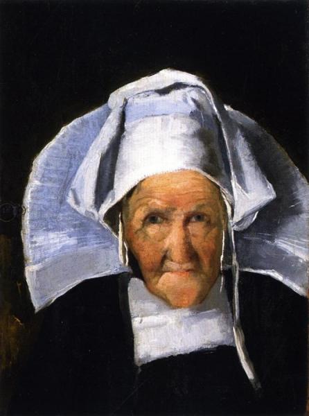 Portrait Of A Woman In Normandy Cap by Julian Alden Weir