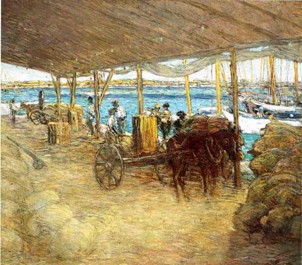 The Wharves, Nassau by Julian Alden Weir
