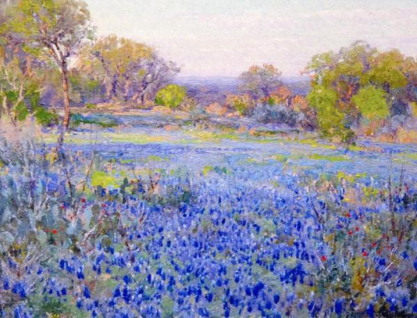 A Field Of Blue Bonnets, Late Afternoon Sunlight by Julian Onderdonk