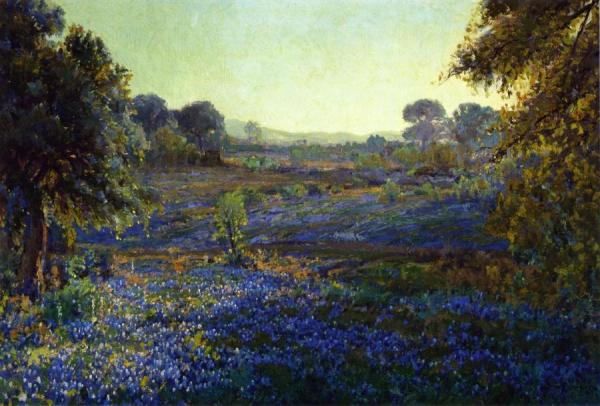 Bluebonnets At Late Afternoon, Near La Grange, Texas by Julian Onderdonk