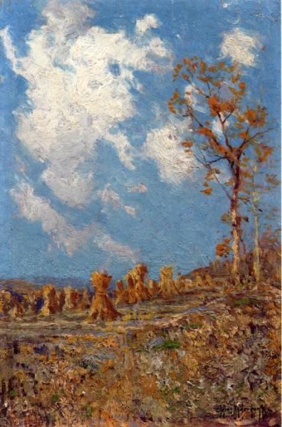 Field With Corn Shocks by Julian Onderdonk