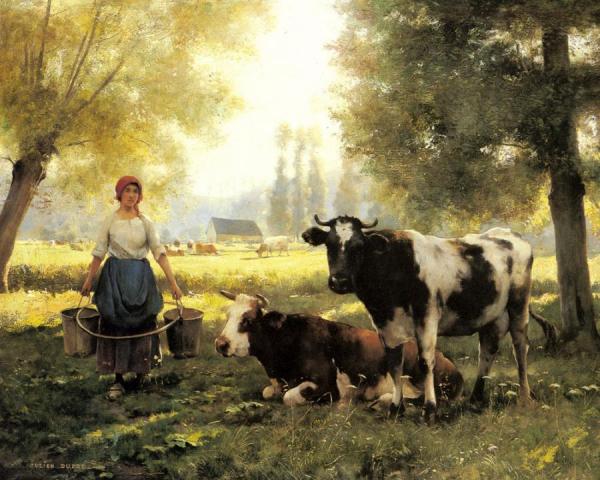 A Milkmaid With Her Cows On A Summer Day by Julien Dupre