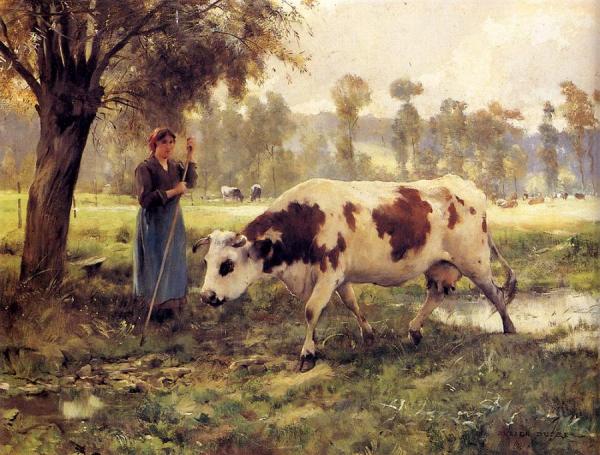 Cows At Pasture by Julien Dupre
