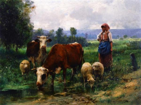 Shepherd And Her Flock by Julien Dupre