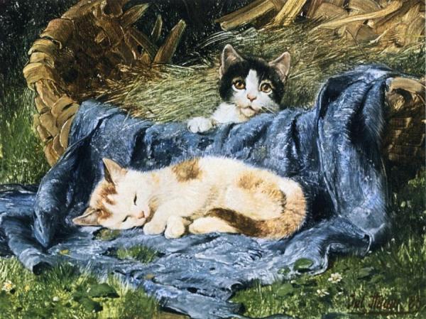 Two Kittens by Julius Adam