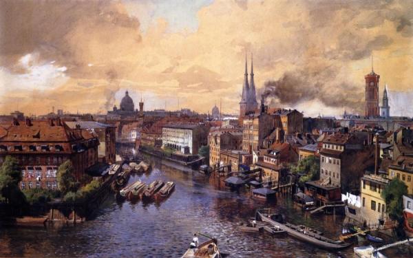 Overlooking The Spree In Old Berlin by Julius Jacob