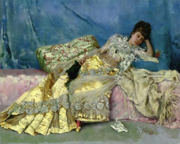 Lady On A Pink Divan by Julius Leblanc Stewart