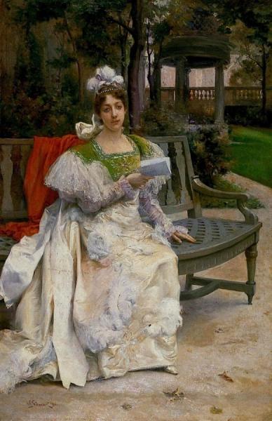 Woman In A Garden by Julius Leblanc Stewart Oil Painting Reproductions