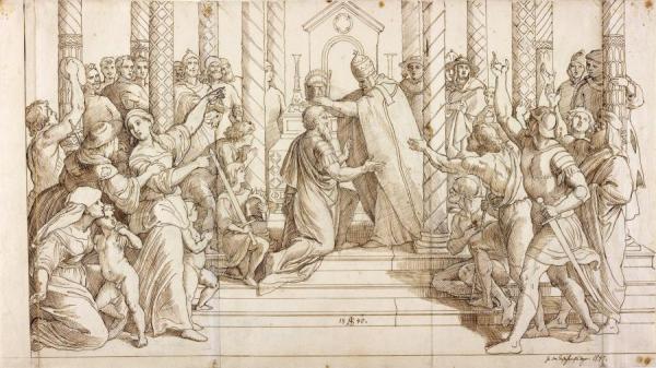 The Coronation Of Charlemagne by Julius Schnorr Von Carolsfeld Oil Painting Reproductions