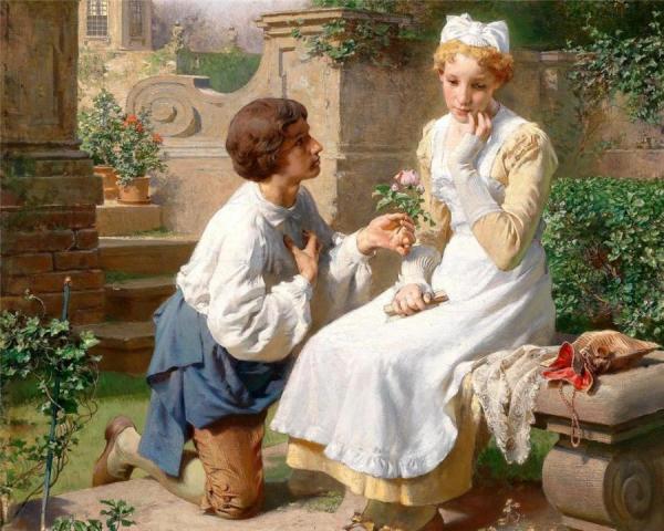 Romantic Scene In The Garden Of Belvedere by Julius Victor Berger