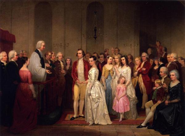 The Marriage Of Washington To Martha Custis by Junius Brutus Stearns