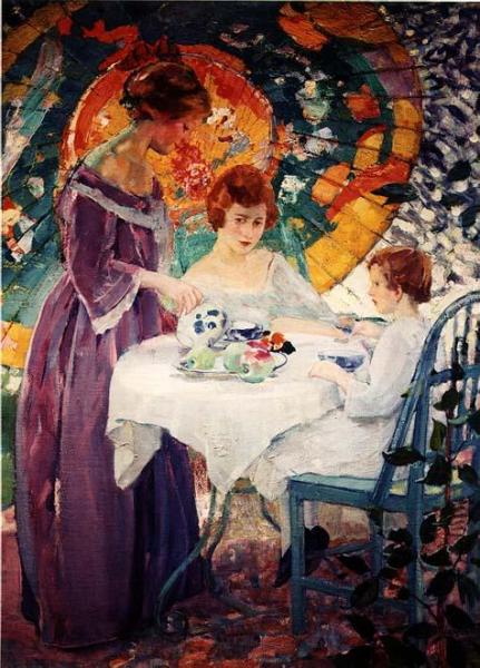 Under The Parasol by Karl Albert Buehr Oil Painting Reproductions