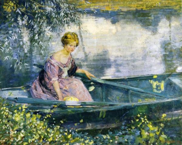 Young Girl In A Boat by Karl Albert Buehr