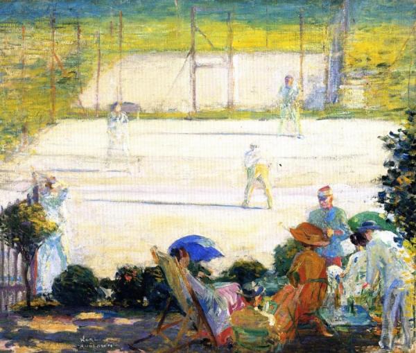 Tennis Court At Hotel Baudy by Karl Anderson