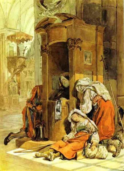 Confession Of An Italian Woman by Karl Brullov