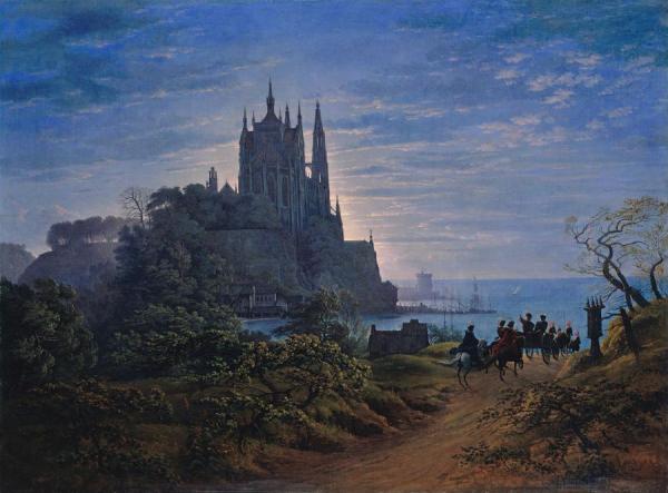 Gothic Church On A Rock By The Sea by Karl Friedrich Schinkel